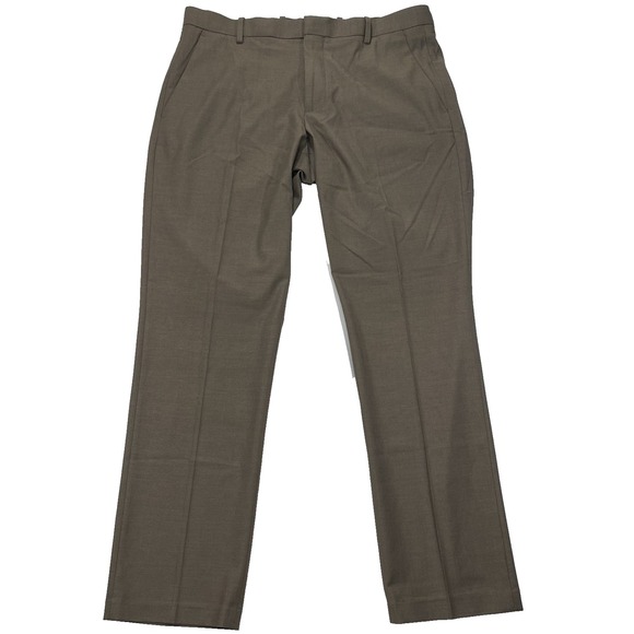 Perry Ellis Dress‎ Pants Men's Size 33 X 30 Brown Slim Fit Stretch Pockets Zip - Picture 1 of 11